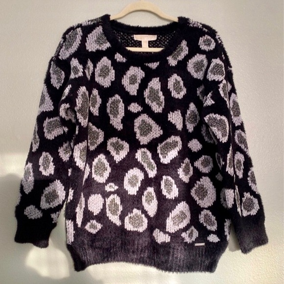 Michael Kors Leopard Print Black and Gray Sweater Medium - Picture 1 of 5